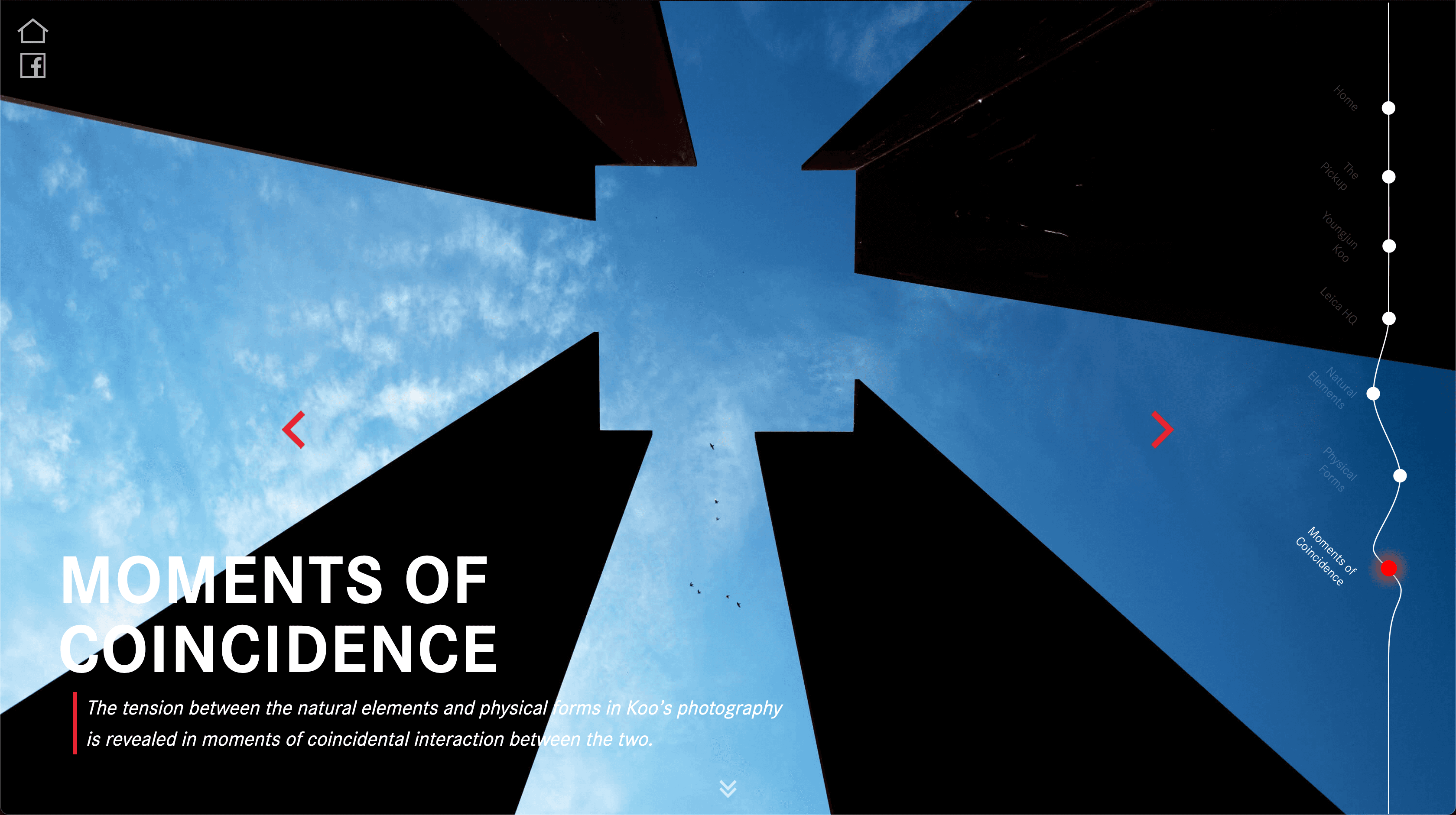 Leica Q campaign page with architectural forms against a blue sky